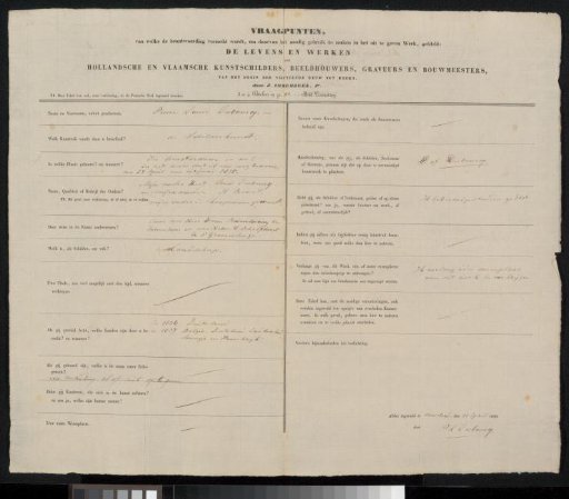 Questionnaire filled out by Pierre Louis Dubourcq