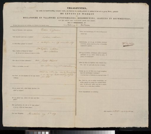 Questionnaire filled out by Edouard Dujardin