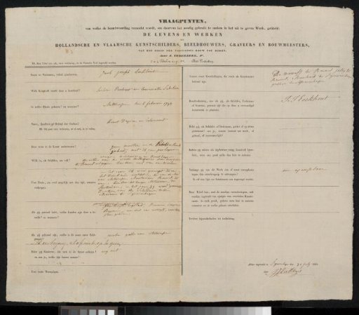 Questionnaire filled out by Jacob Joseph Eeckhout
