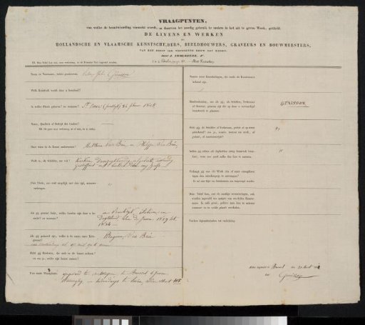 Questionnaire filled out by Jules Victor Genisson
