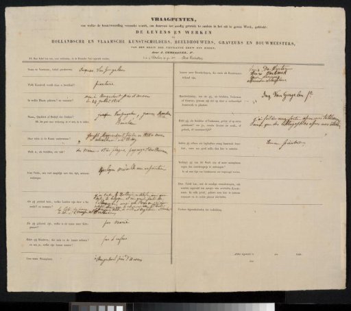 Questionnaire filled out by Jacques van Gingelen