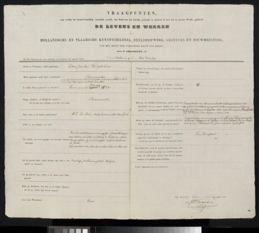 Questionnaire filled out by Pierre Jacques Goetghebuer