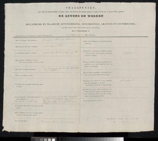 Questionnaire filled out by Remigius Adrianus Haanen
