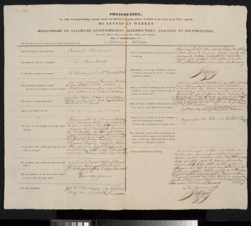 Questionnaire filled in by Ferdinand Berckmans