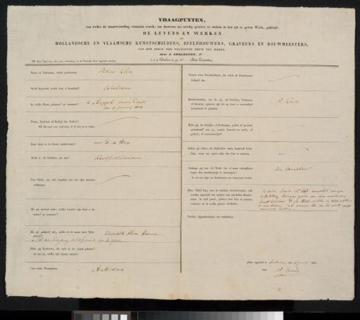 Questionnaire filled out by Petrus Kiers