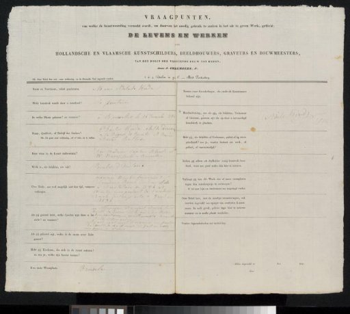 Questionnaire filled out by Adèle Kindt