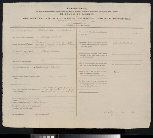 Questionnaire filled out by Marinus Adrianus Koekkoek (I)