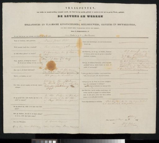 Questionnaire filled out by David Bles