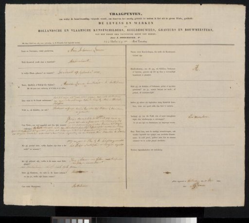 Questionnaire filled out by Ary Johannes Lamme