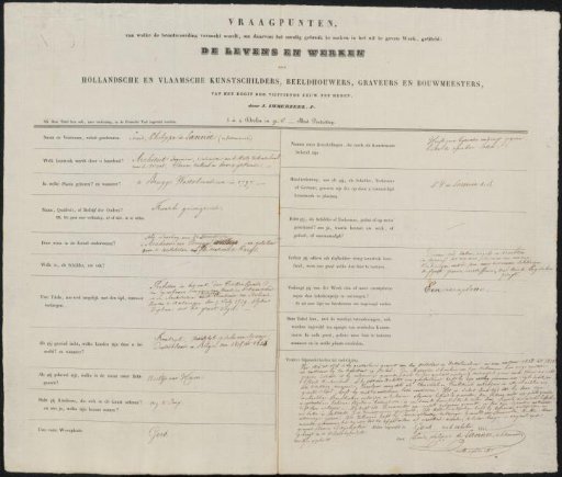 Questionnaire filled out by Louis Philippe de Lannée de Betrancourt