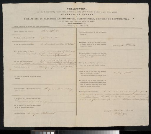 Questionnaire filled out by Pieter Bliek