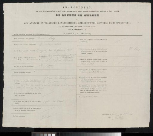 Questionnaire filled out by Désiré Lesy