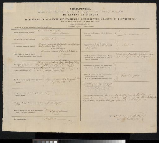 Questionnaire filled out by Maria Elisabeth Liernur