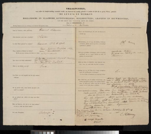 Questionnaire Filled Out by Emanuel Noterman