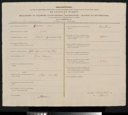 Questionnaire Filled Out by Simon Opzoomer