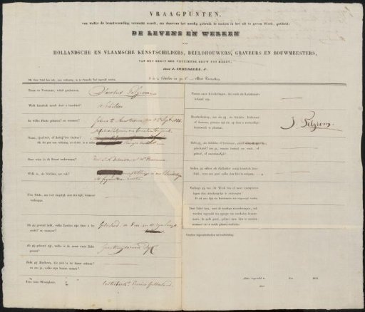 Questionnaire filled out by Jacobus Pelgrom