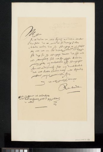 Facsimile of a letter by Rembrandt Harmensz. van Rijn