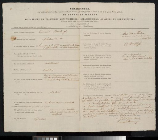 Questionnaire concerning Cornelis Borsteegh
