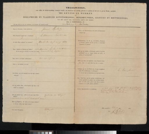 Questionnaire filled out by Joannes Rijnboutt
