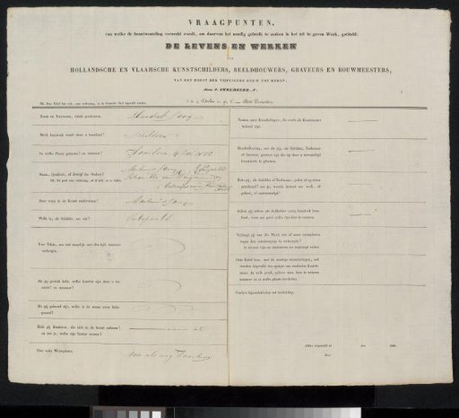 Questionnaire filled out by Hendrik Savrij