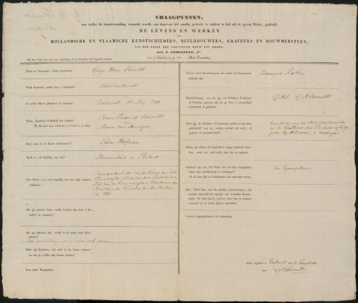 Questionnaire filled out by George Adam Schmidt