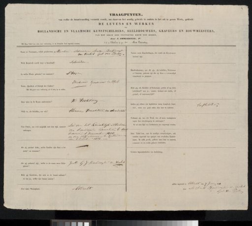 Questionnaire filled out by Martina Adriana Maria van Toulon