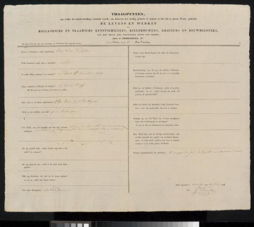 Questionnaire Filled Out by Pierre Verreydt