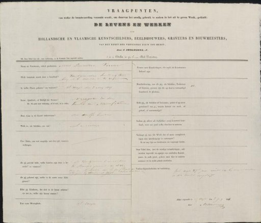Questionnaire Filled Out by Maurits Verveer
