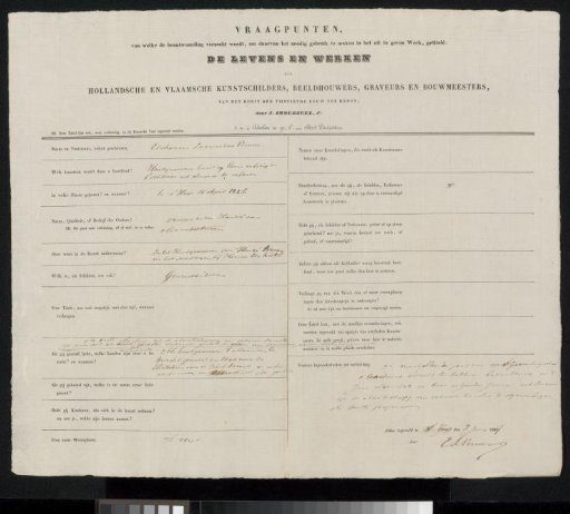 Questionnaire Filled Out by Elchanon Verveer