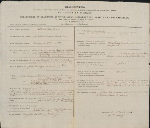 Questionnaire filled out by Pierre Joseph Witdoeck
