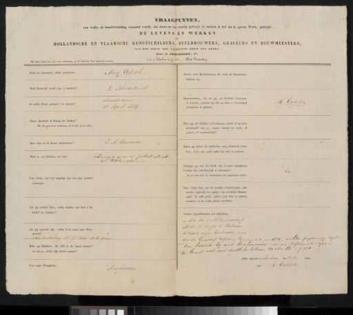 Questionnaire completed by Moritz Calisch