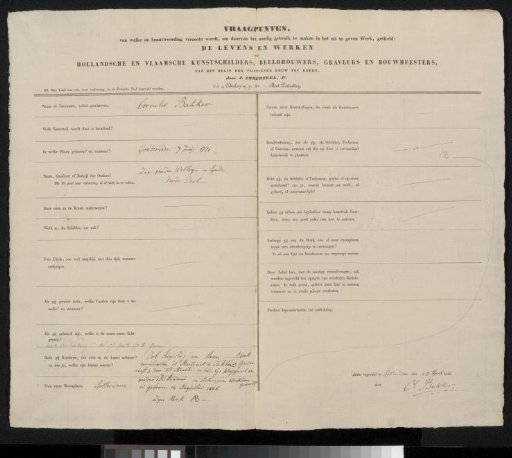 Questionnaire Filled Out by Cornelis Bakker