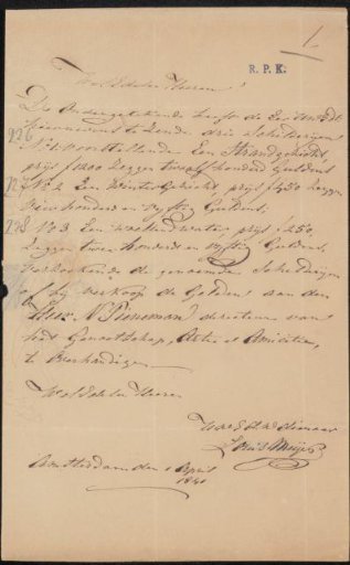 Letter to the committee of the Exhibition of Living Masters in The Hague