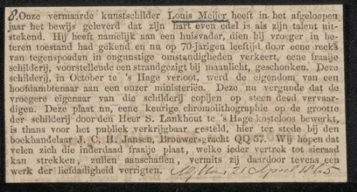 Newspaper clipping concerning Louis Meijer