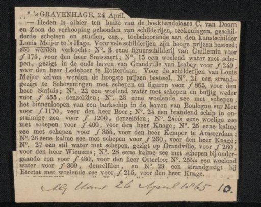 Newspaper clipping concerning Louis Meijer