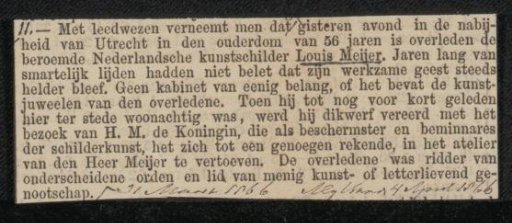 Newspaper clipping concerning Louis Meijer