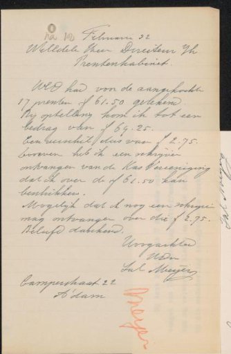 Letter to jonkheer Hendrik Teding van Berkhout (1879-1969)
