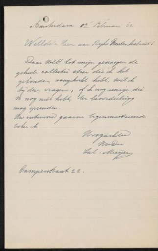 Letter to jonkheer Hendrik Teding van Berkhout (1879-1969)