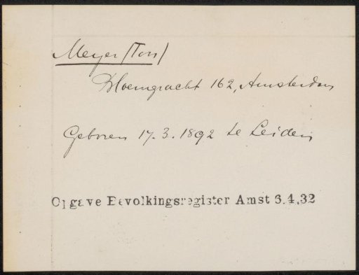 Note concerning Ton Meyer