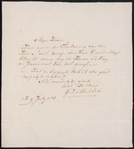 Letter to Christiaan Immerzeel and Mr. Van den Berg