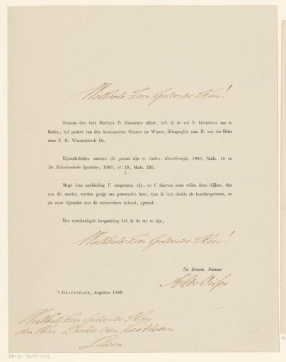 Letter to Mr. Kaathoven