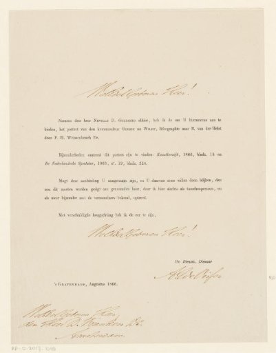 Letter to Daniel Franken Dzn