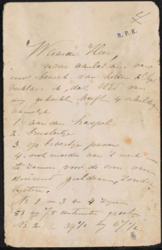 Letter to Frans Buffa and Sons