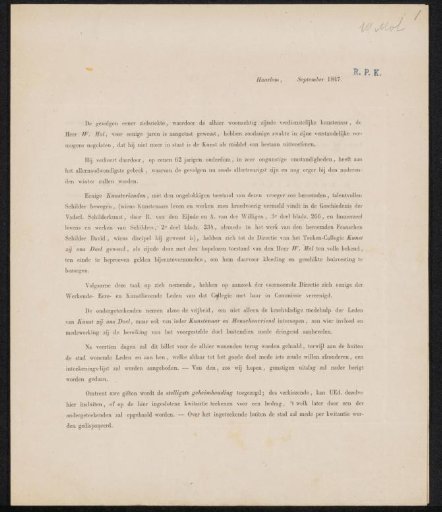 Circular to Bartholomeus Johannes van Hove
