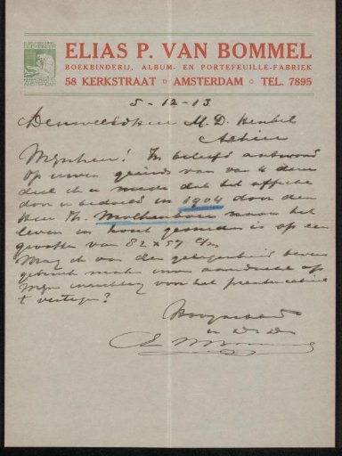 Letter to Max Dittmar Henkel
