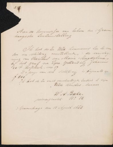 Letter to the Commission of the Exhibition of Living Masters in The Hague