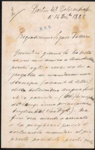 Letter to Filippo Tessaro