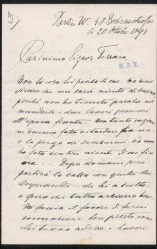 Letter to Filippo Tessaro
