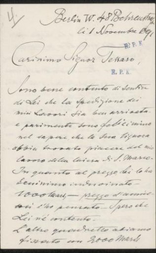 Letter to Filippo Tessaro