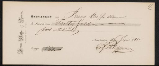 Receipt for Karel Frans Philippeau